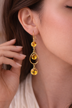 Gold Yellow Crystal Teardrop Dangle Earrings