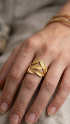 Golden Leaf Wrap Statement Adjustable Ring