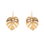 Gold Monstera Leaf Drop Earrings