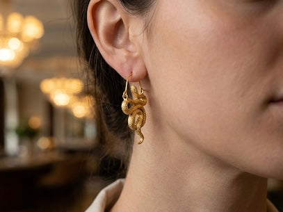 Gold Coiled Snake Earrings
