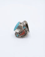 Natural Turquoise Tibetan Statement Ring