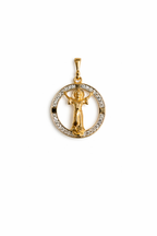 Gold Angel Pendant Necklace with Diamond Halo