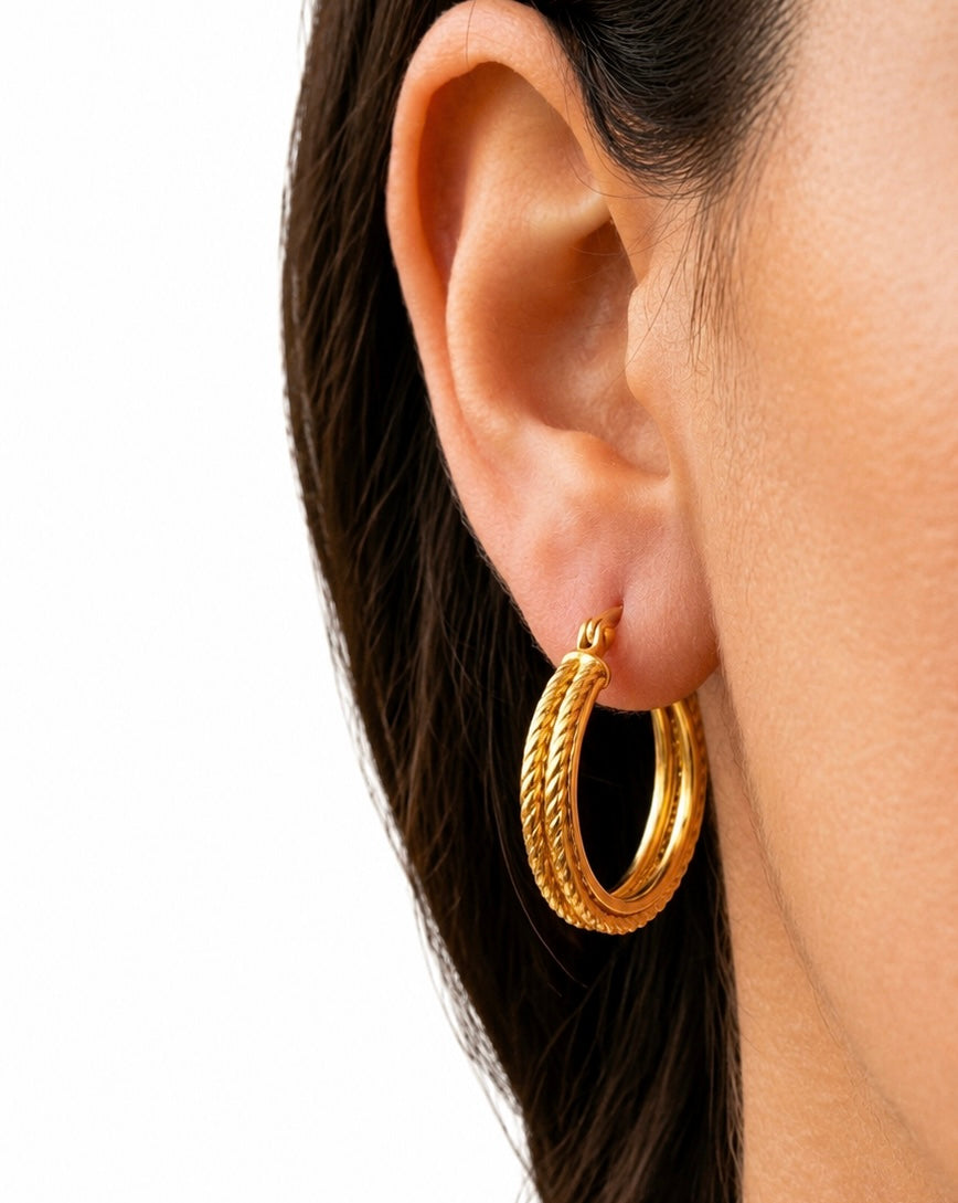 Textured Gold Hoop Earrings