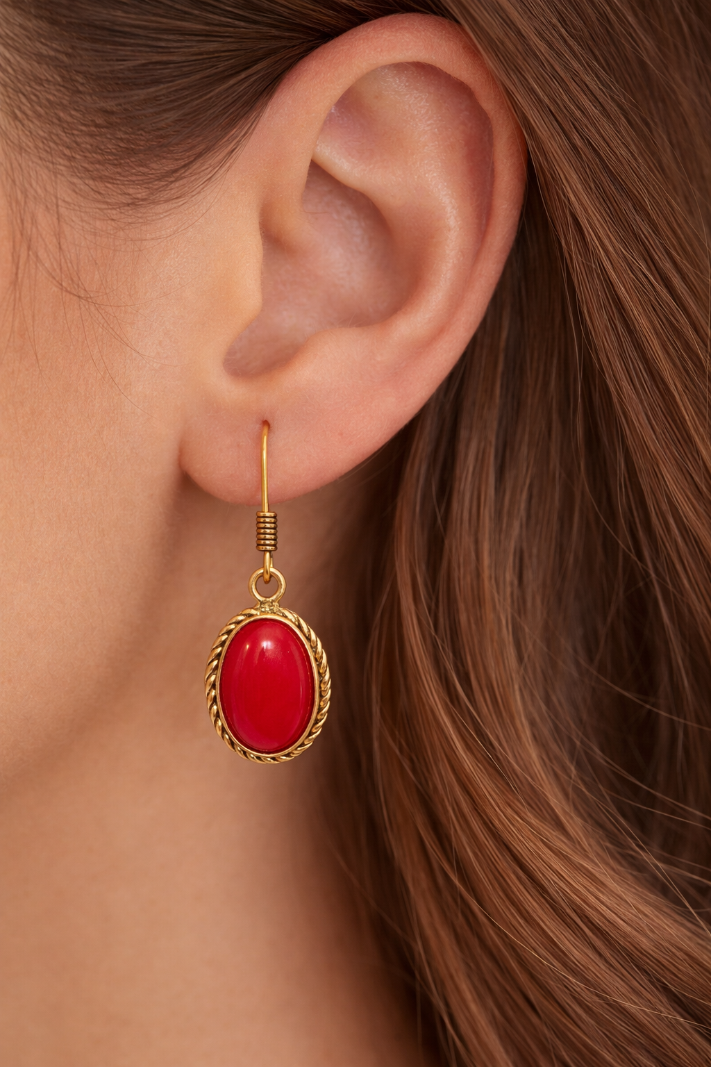 Coral Gemstone Dangle Earrings