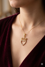 Gold Crown Heart Pendant Necklace