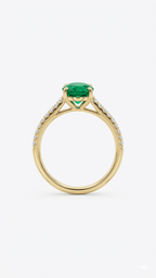 Natural Emerald Solitaire Ring in Gold Finish