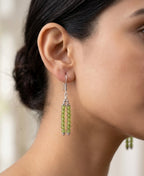 Handmade Green Peridot Bead Tassel Earrings