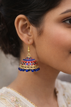 Red Blue Meenakari Jhumka Earrings