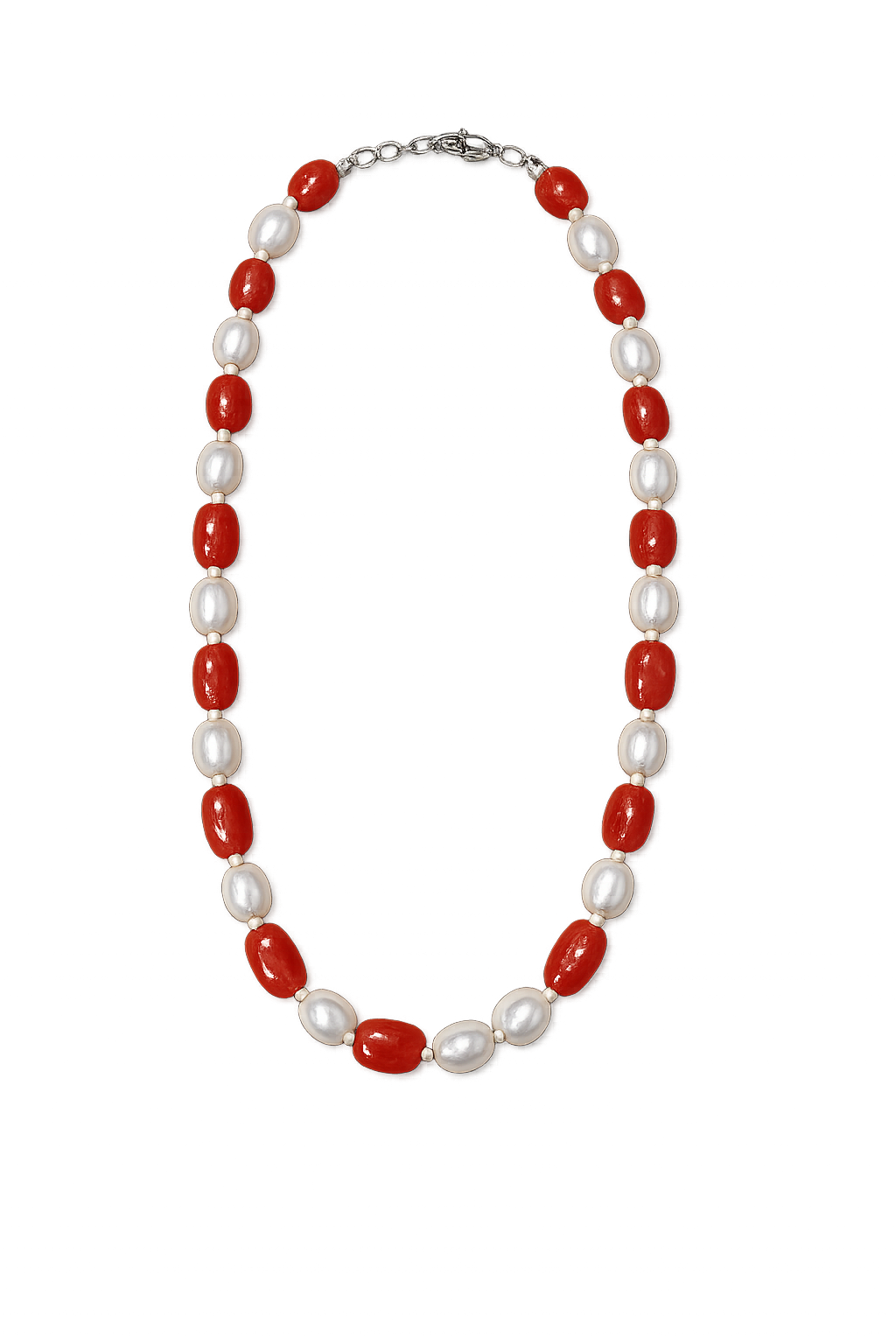 Carnelian & Freshwater Pearl Beaded Necklace