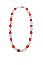Carnelian & Freshwater Pearl Beaded Necklace