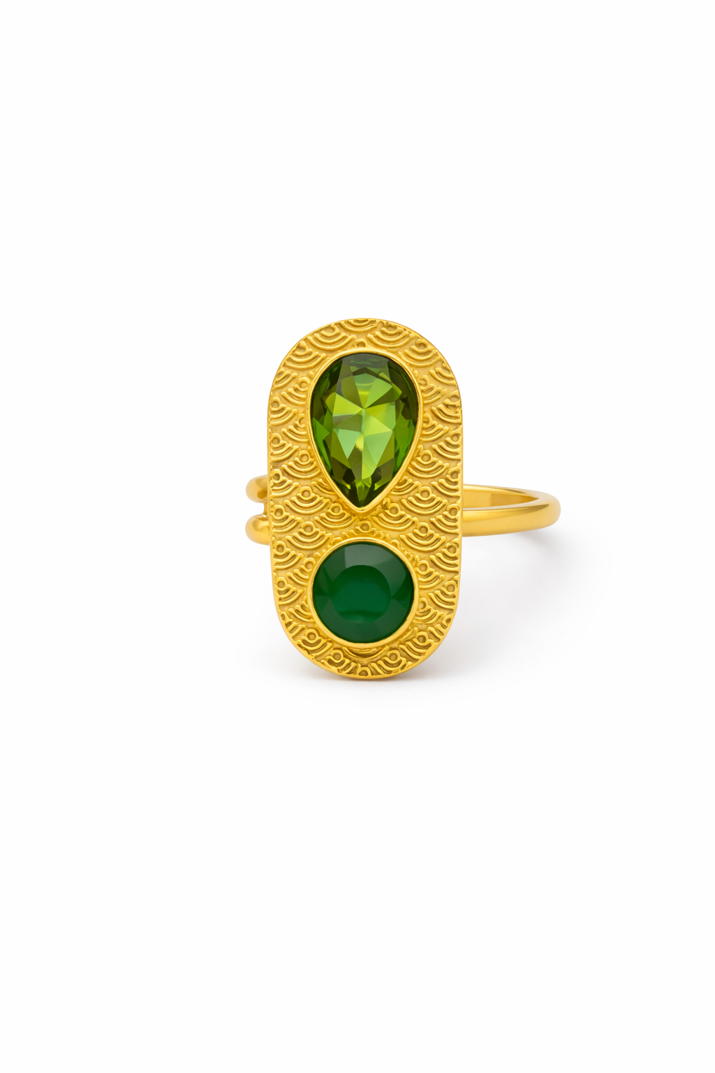 Green Dual Stone Statement Ring