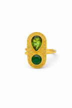 Green Dual Stone Statement Ring