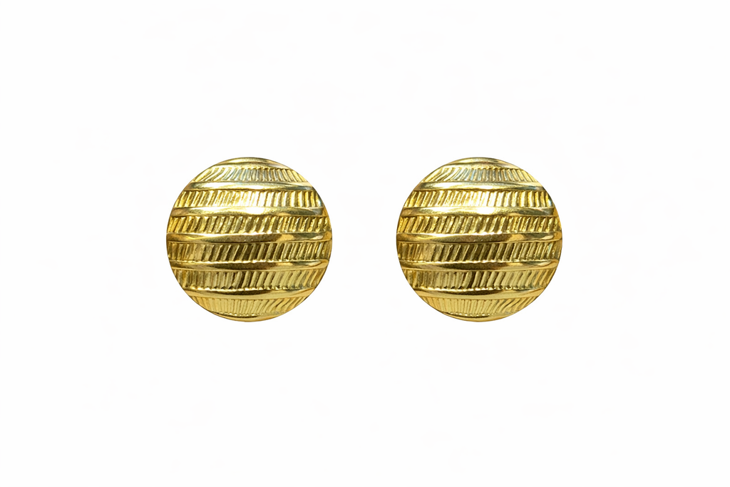 Textured Gold Disc Stud Earrings | Minimalist Round