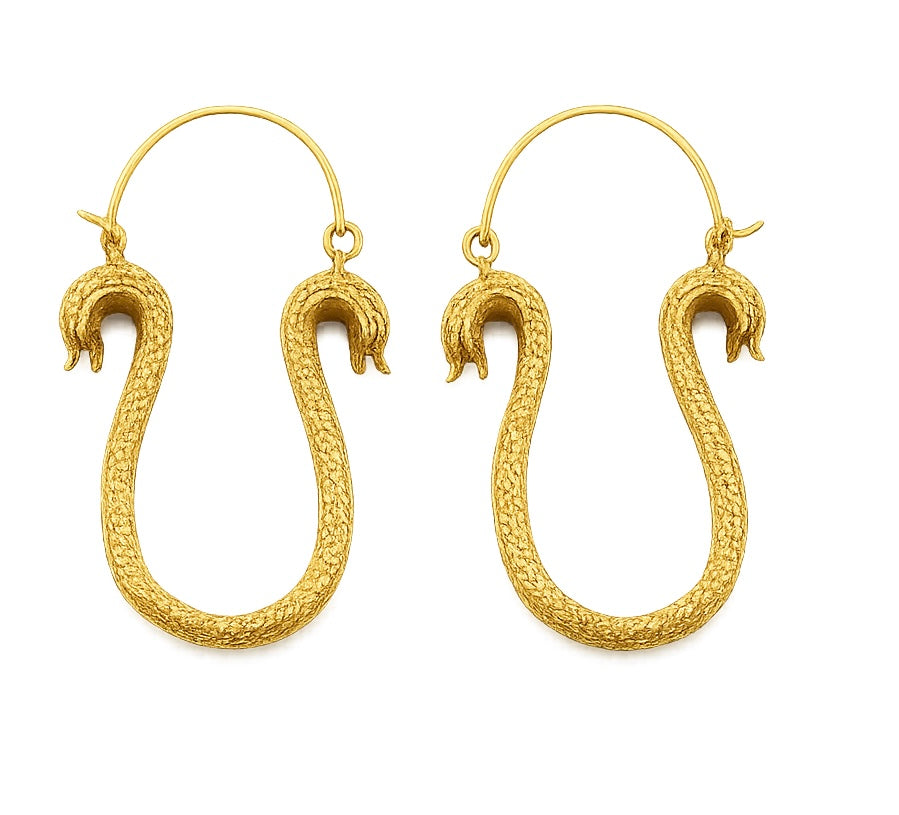 Gold Serpent Hoop Earrings