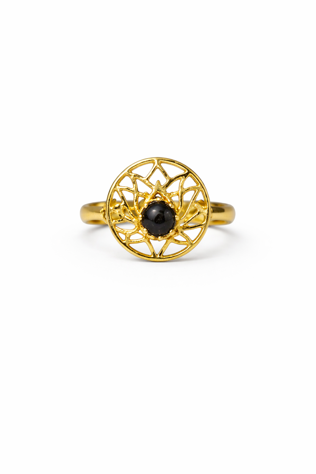 Midnight Aura Gold Statement Adjustable Ring