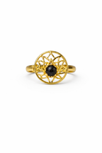 Midnight Aura Gold Statement Adjustable Ring