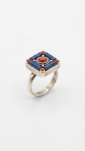 Handmade Tibetan Coral & Lapis Lazuli Ring