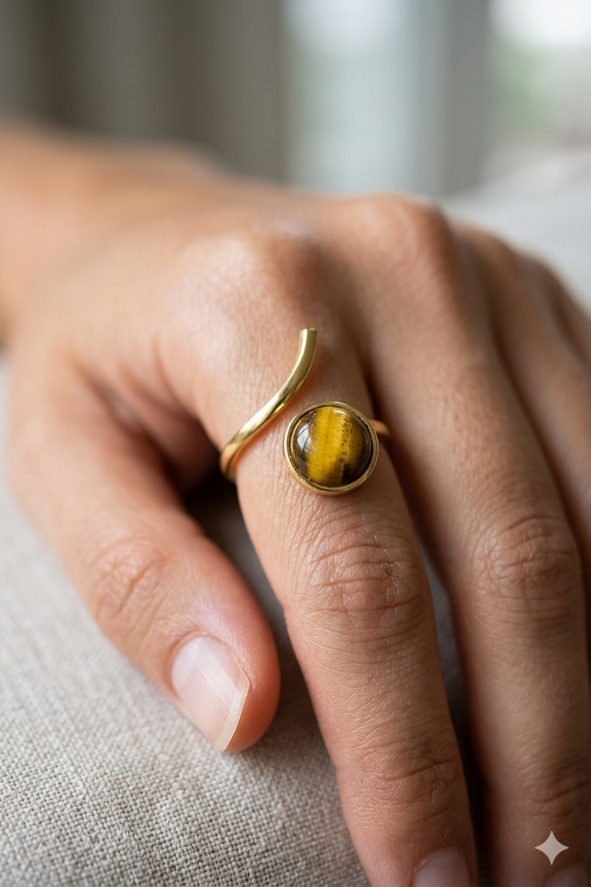 Tiger Eye Open Curve Ring