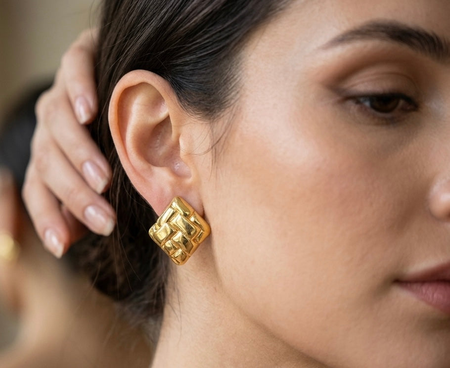 Textured Square Stud Earrings