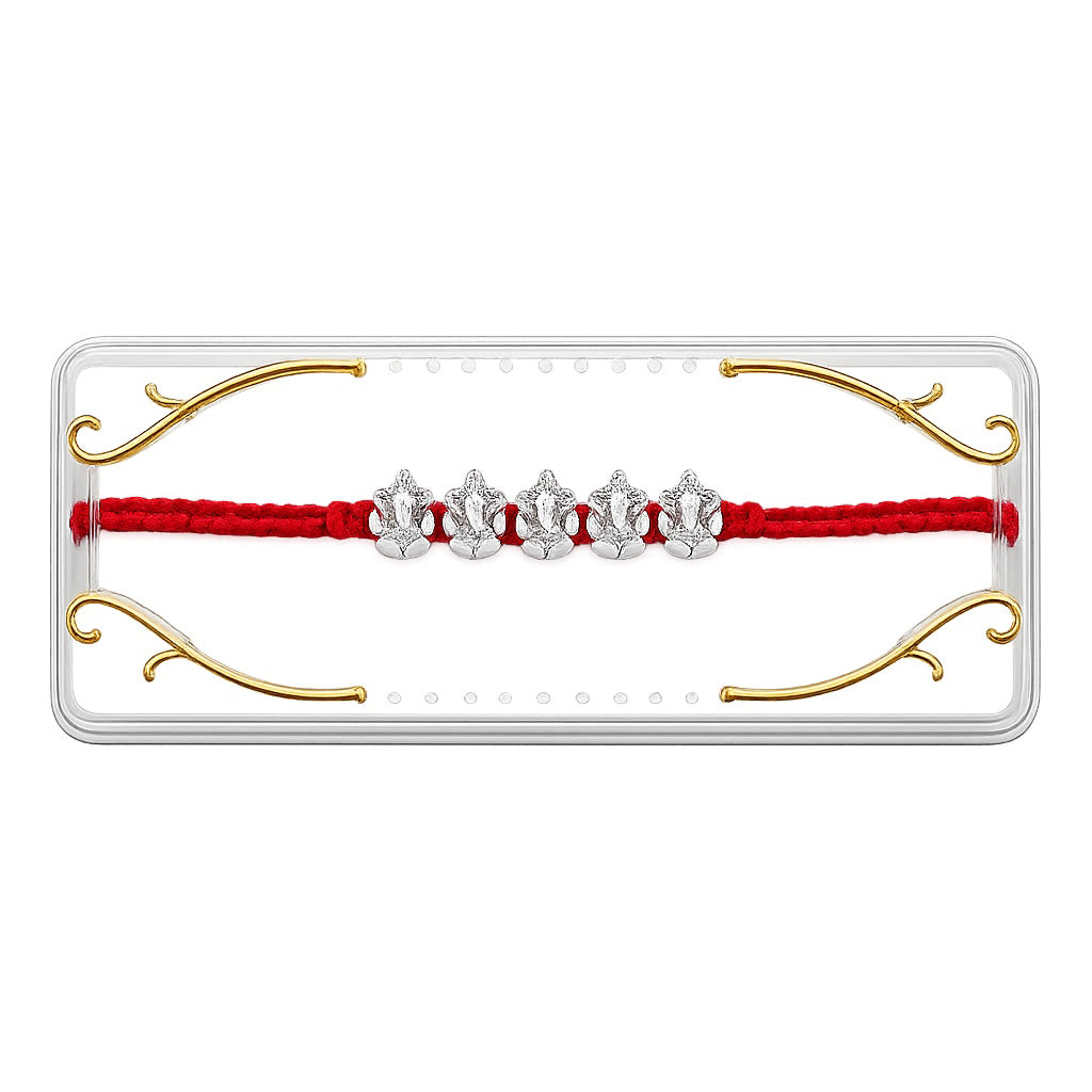 5 Ganesha Bead Silver Rakhi for Brother