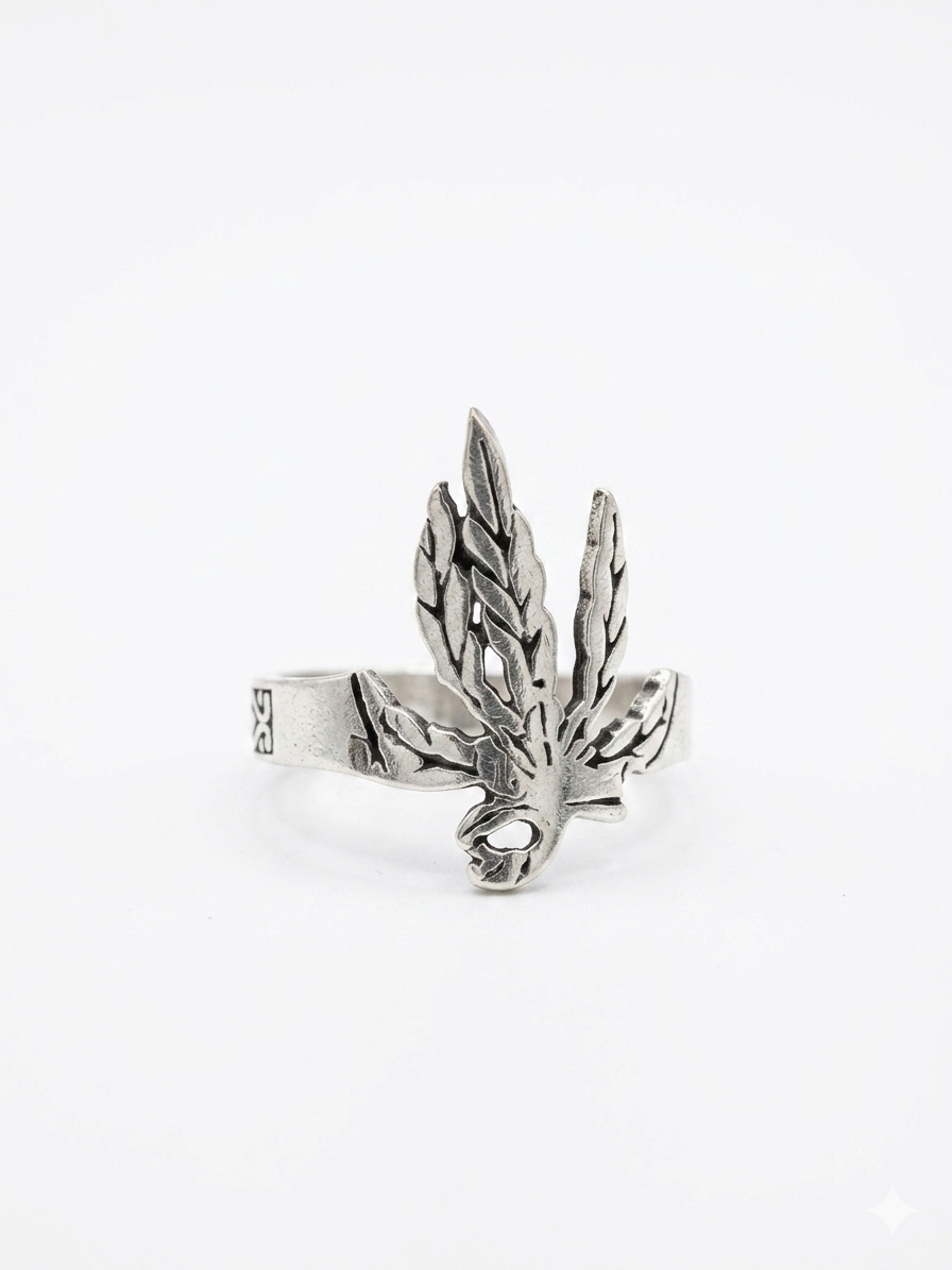 Cannabis Leaf Ring | Weed Leaf Statement Ring | Gothic Ring