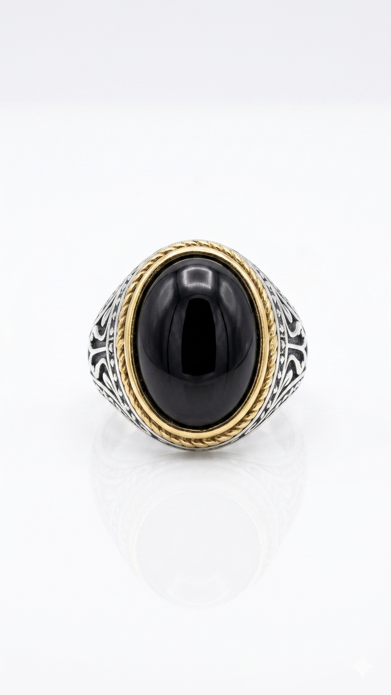 Vintage Black Onyx Oval Ring