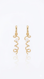 Gold Spiral Pearl Drop Earrings, Minimalist Twist Earrings