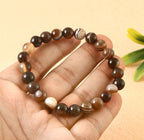 Suleimani Hakik Brown Banded Agate Beads Stretch Bracelet Good Luck Health Wealth Relationship Healing
