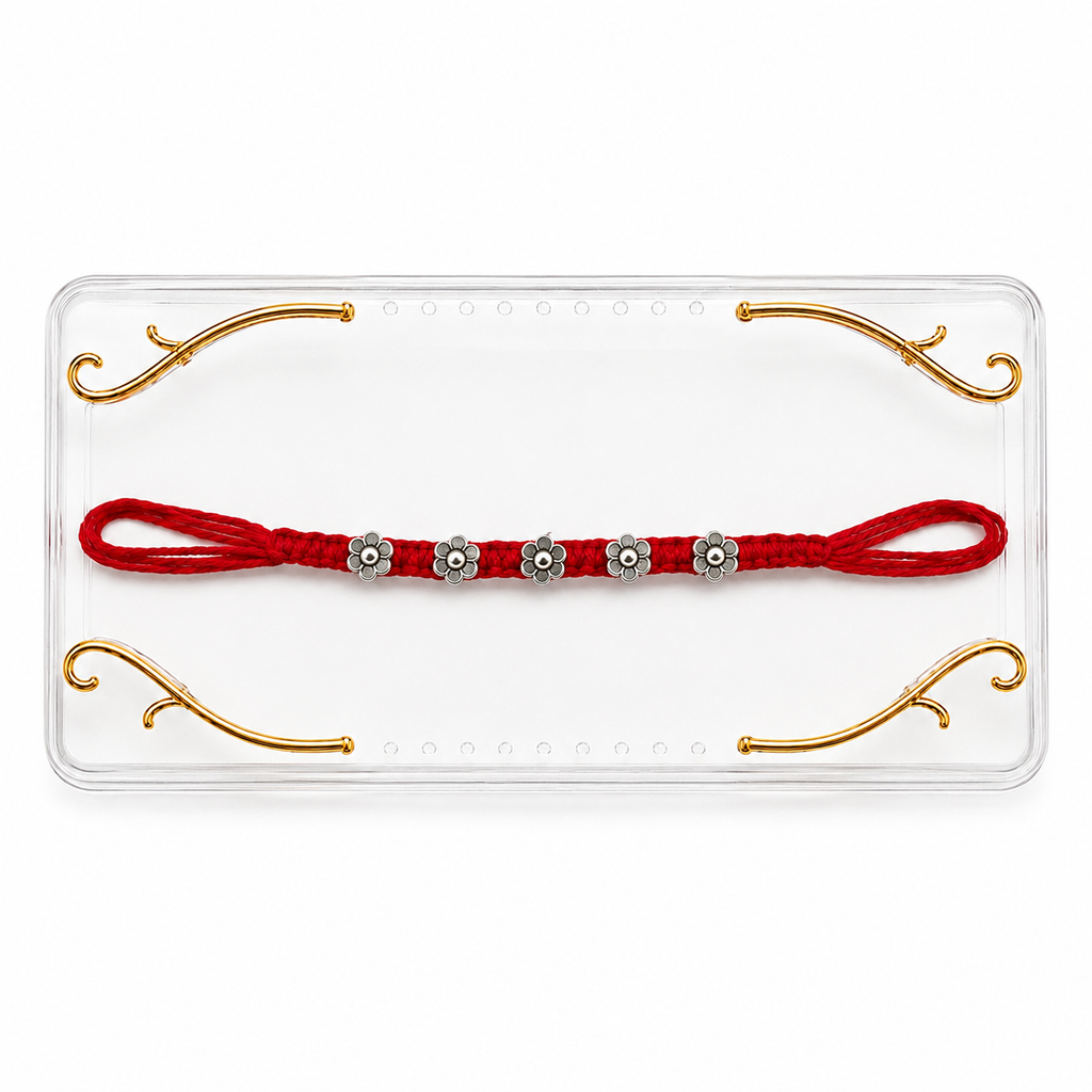 Silver Plated Floral Rakhi for Brother