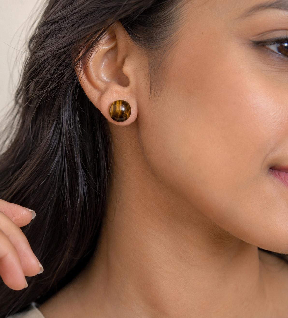 Tiger Eye Stud Earrings