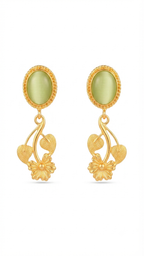 Green Cat’s Eye Floral Drop Earrings