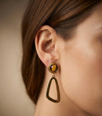 Tiger Eye Geometric Drop Earrings