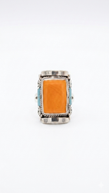 Orange Jasper & Turquoise Statement Ring | Handmade Tribal Ring
