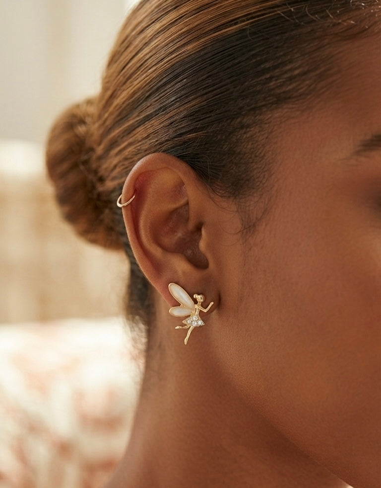 Fairy Stud Earrings, Gold Fairy Earrings