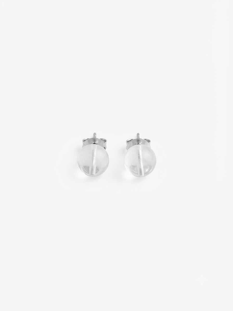 Natural Clear Quartz Stud Earrings