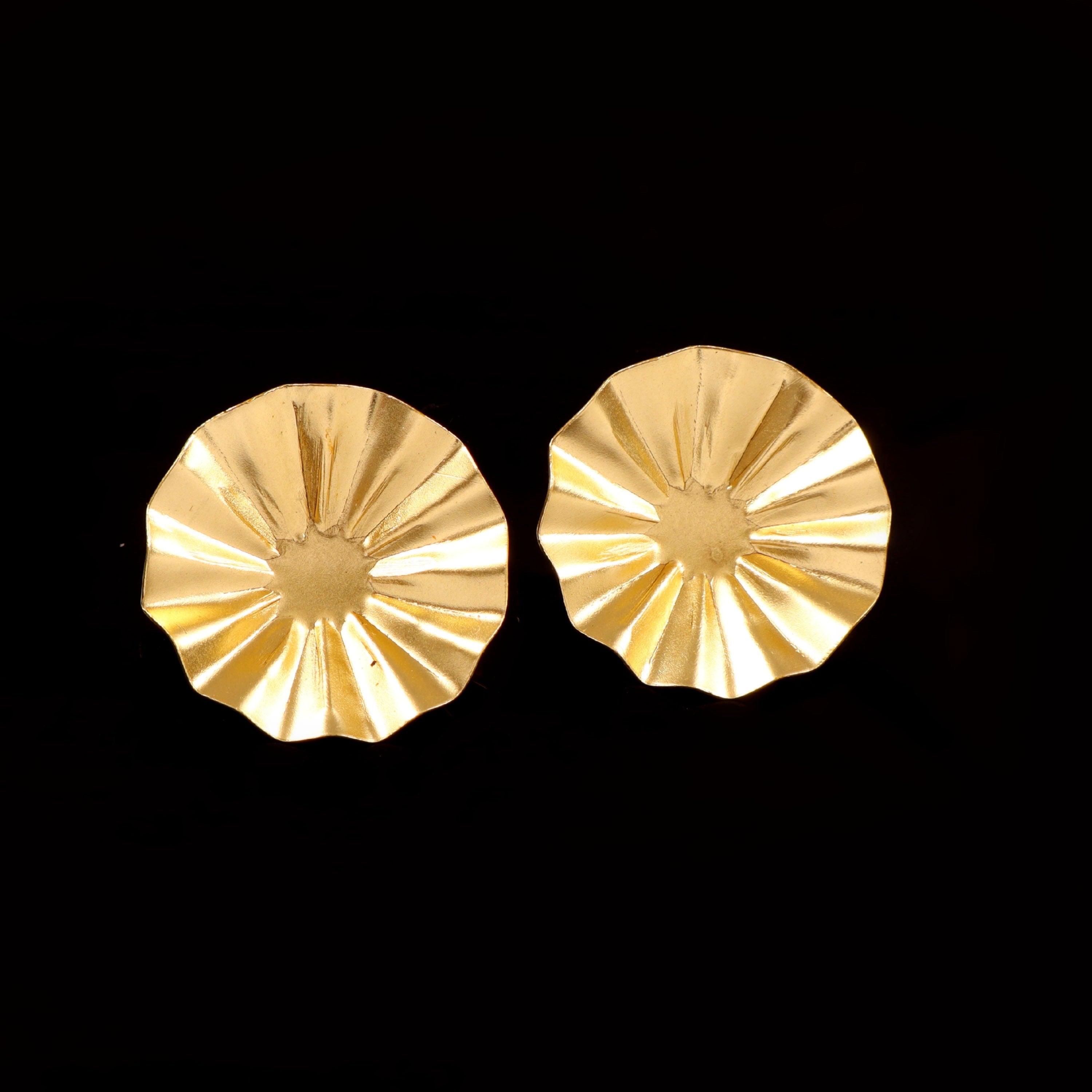 Golden Sunburst Textured Stud Earrings