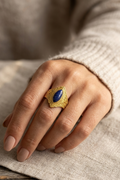 Vintage Gold Lapis Lazuli Statement Ring