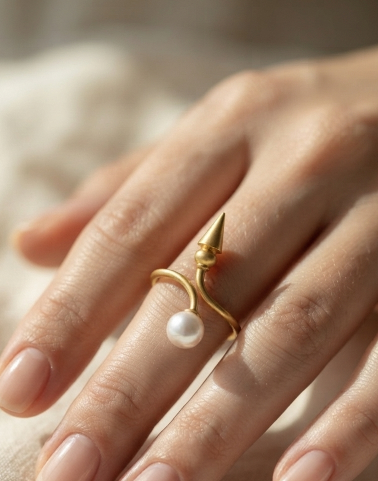 Freshwater Pearl Open Ring in 18K Gold Plated