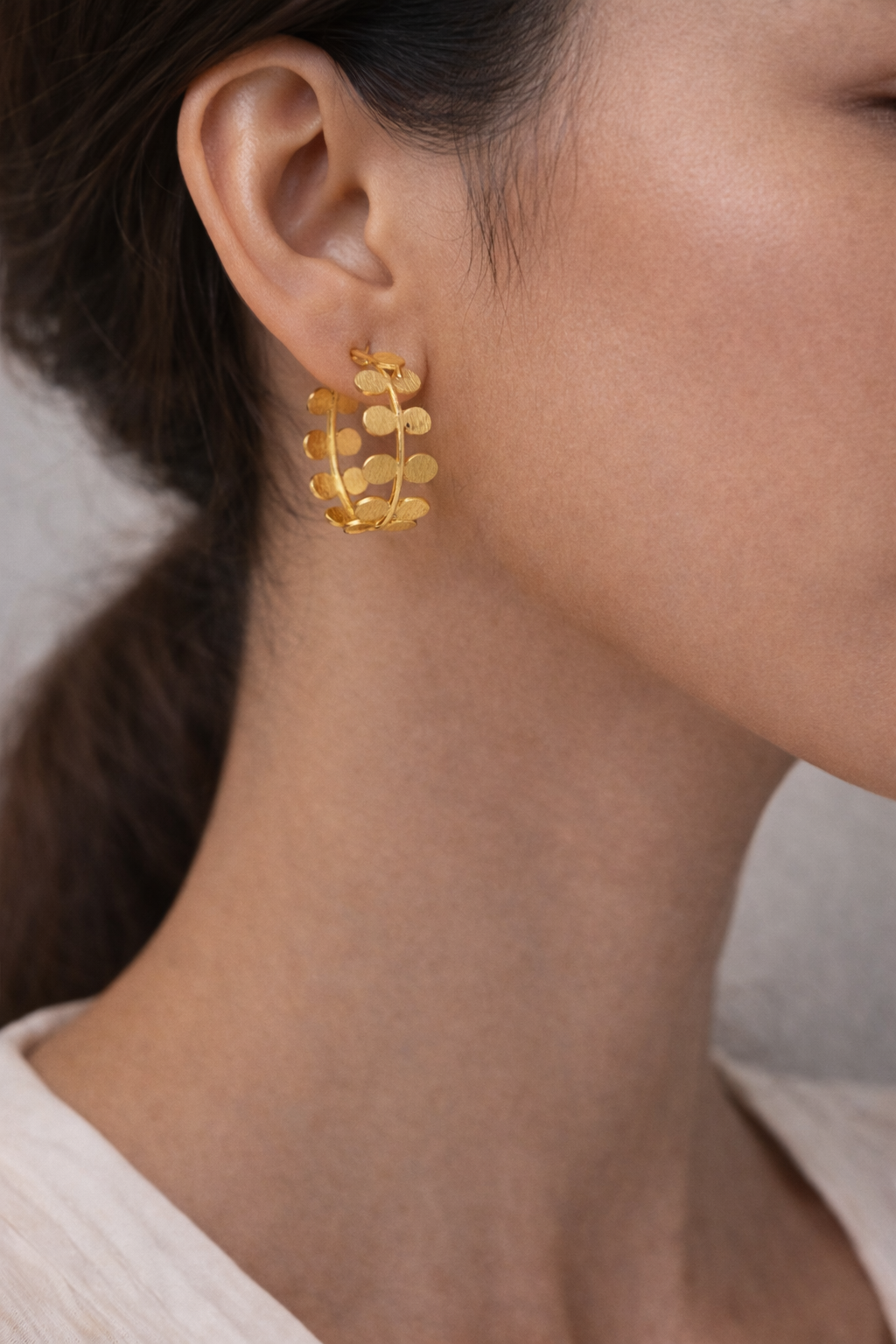 Golden Leaf Wrap Hoop Earrings