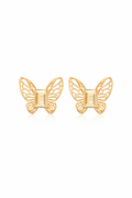 Butterfly Shape Stud Earrings Gold Crystal