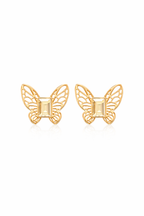 Butterfly Shape Stud Earrings Gold Crystal