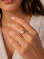 Cute Turtle Crystal Ring in Gold Finish