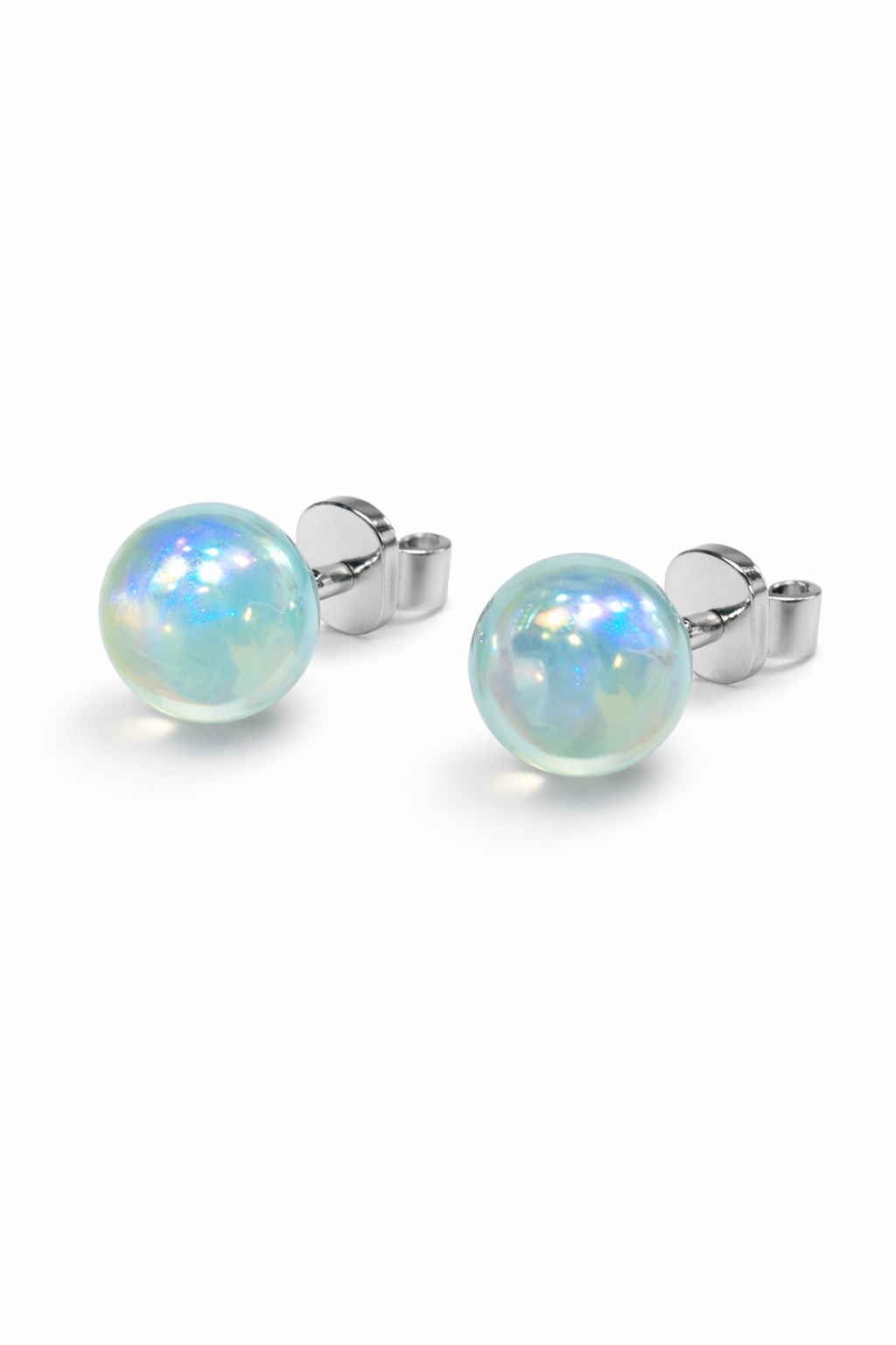 Iridescent Blue Pearl Stud Earrings