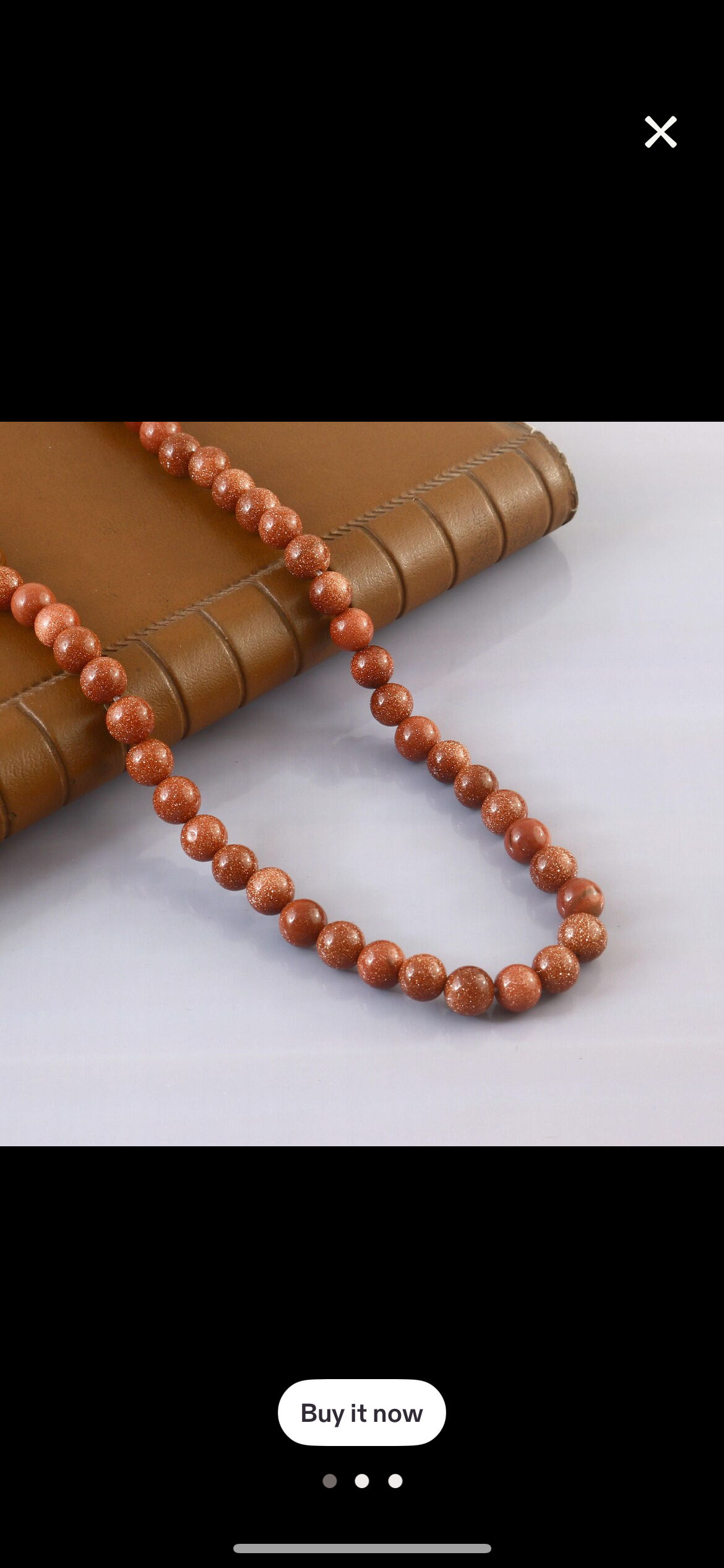 Natural Sunstone Brown Necklace Beads Mala