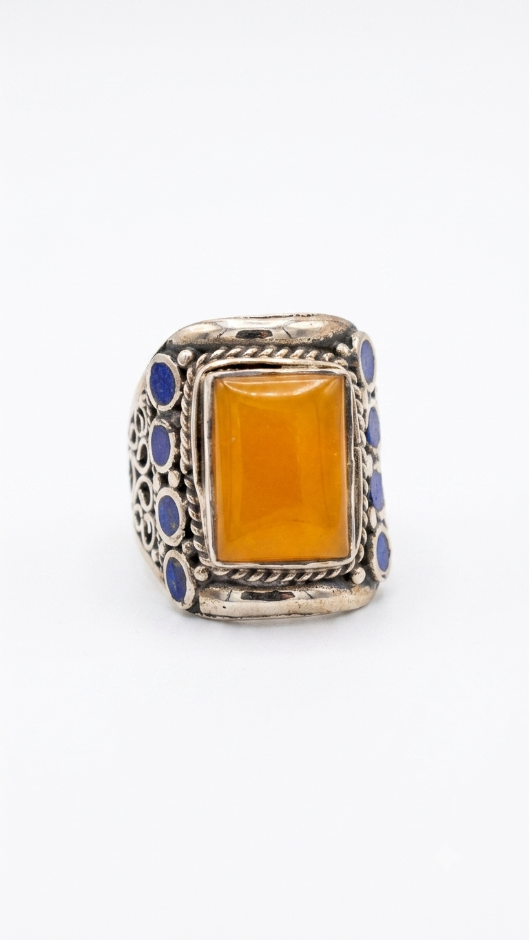 Vintage Jasper Statement Ring | Handmade Tibetan Silver Ring