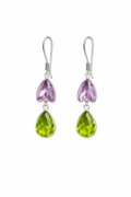 Dual-Tone Heart & Teardrop Gemstone Earrings