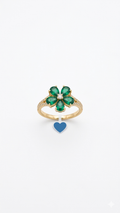 Emerald Flower Ring in Gold Finish