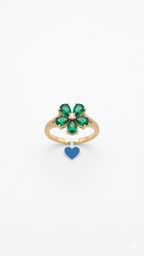 Emerald Flower Ring in Gold Finish