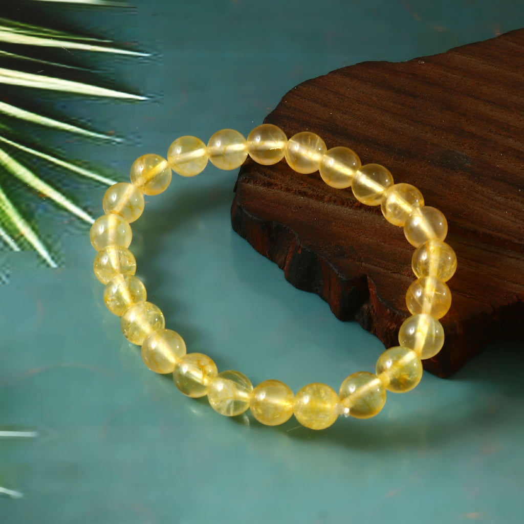 Natural Citrine Bracelet Round Bead Bracelet