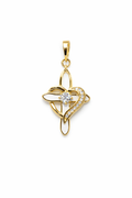Gold Cross Heart Pendant Necklace | White Enamel Cross with CZ Diamond